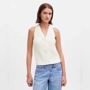 Madewell XS Cutaway Knit Sweater Vest in Ivory